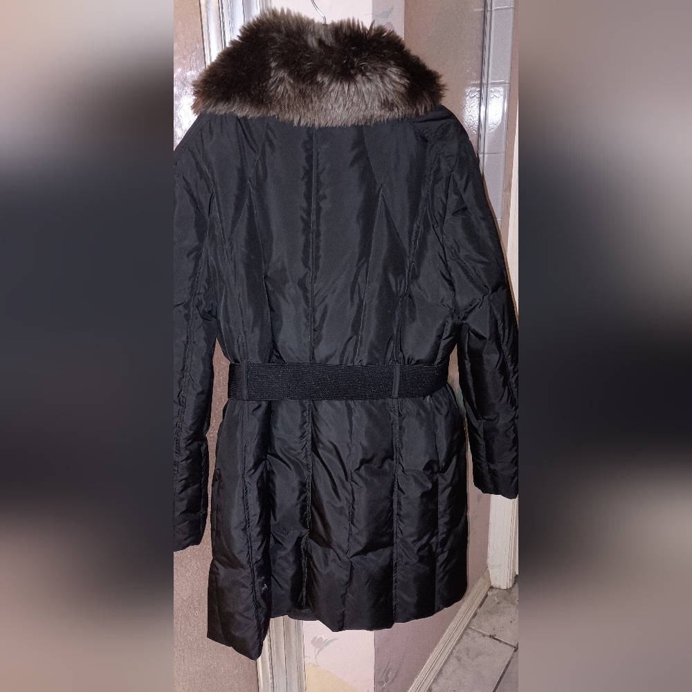 Lauren Ralph Lauren Women's Black Faux Fur-Collar Long Jacket Womens XL - Picture 5 of 6